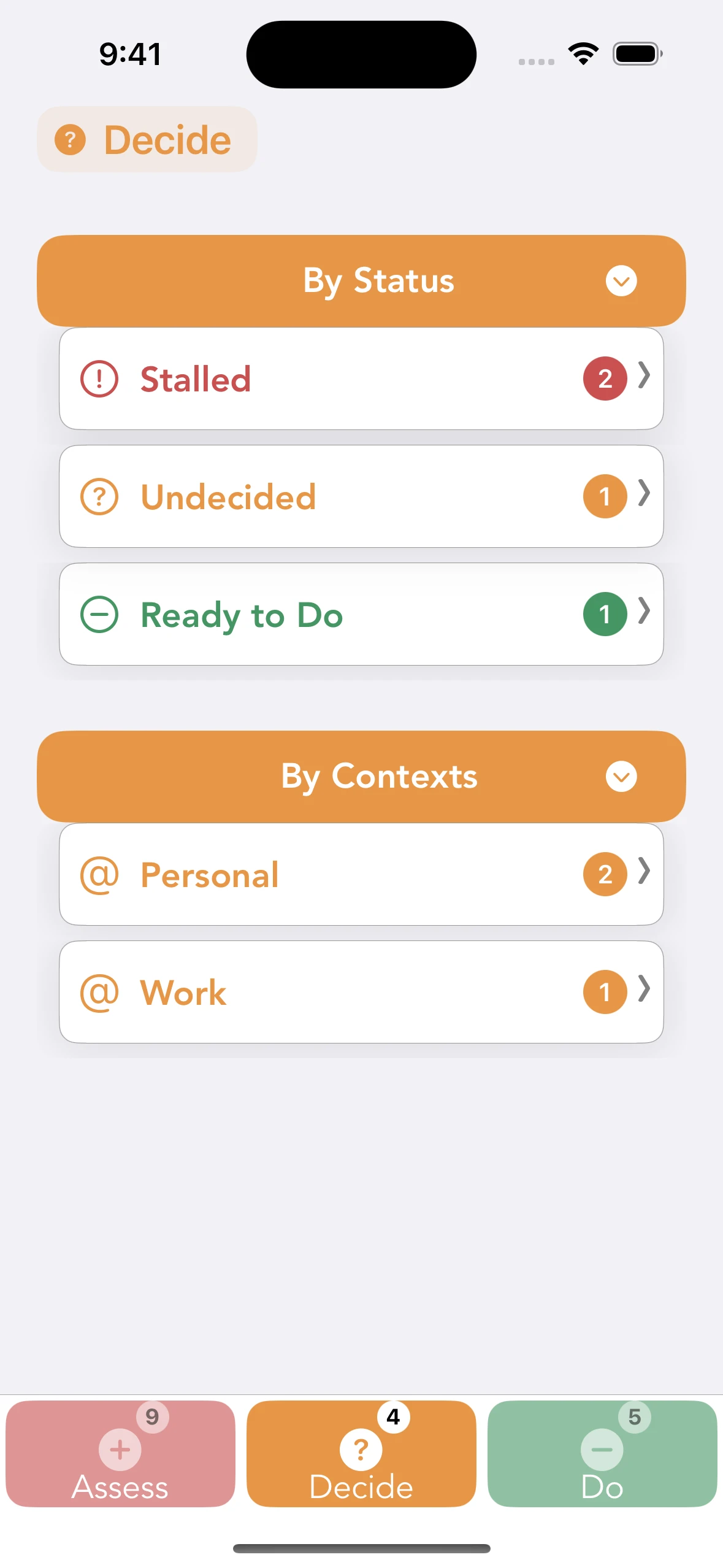 addTaskManager Decide view - add context, due dates and alerts