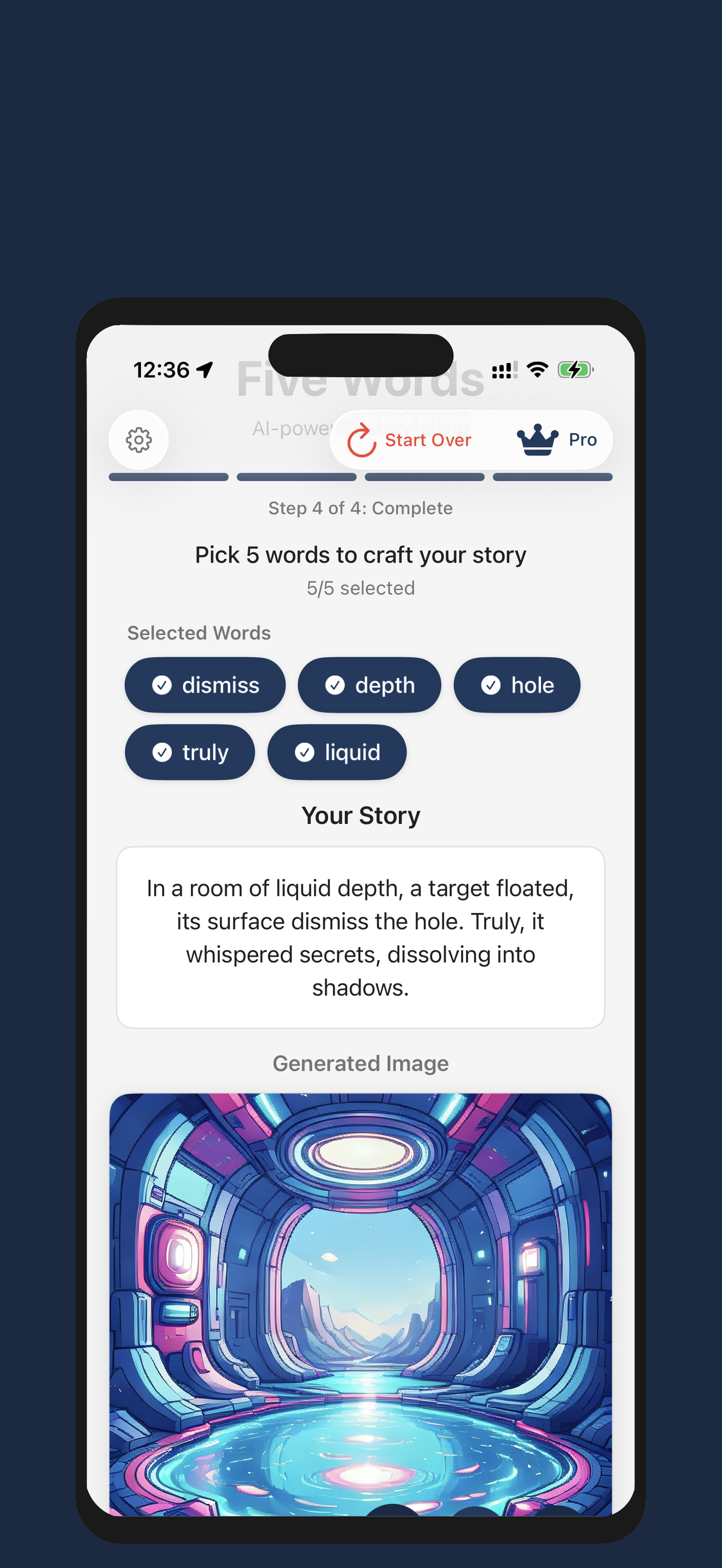 Just 5 Words image generation with style options
